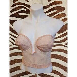 Vintage 60s Lady Marlene Lace Longline Bra Corset Bustier 38B